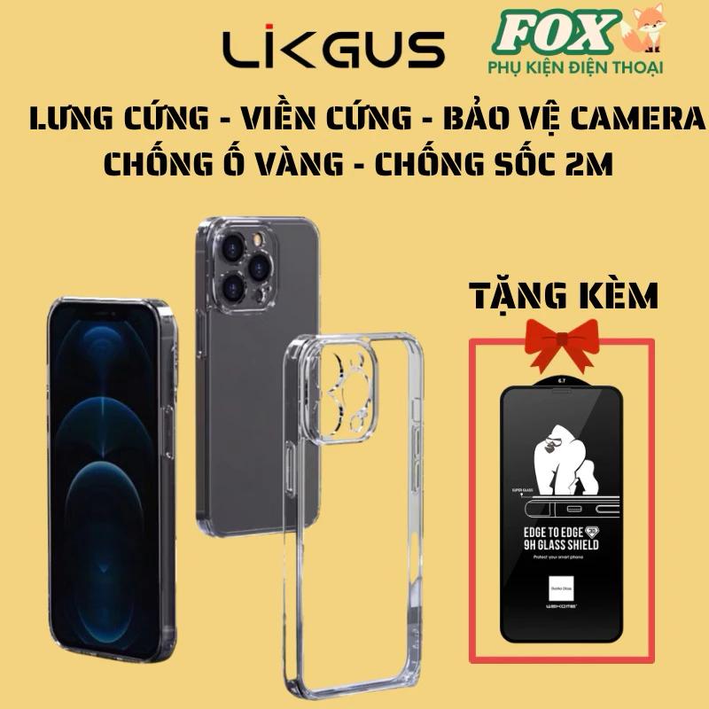 Ốp Likgus trong suốt chống ố vàng bảo vệ camera cho IPhone 11 12 13 14 15 16 seri Xsm