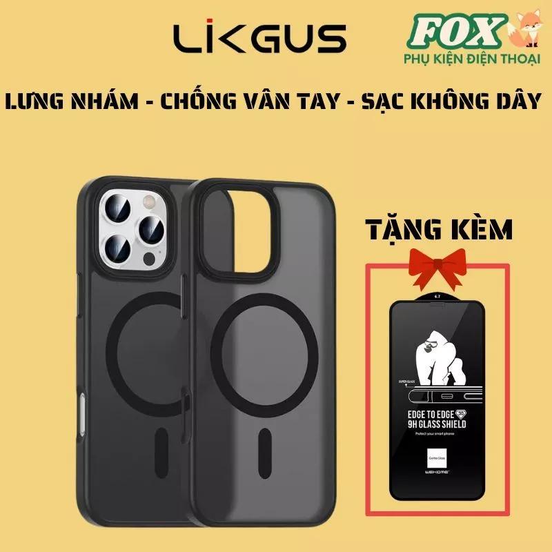 Ốp Lưng Likgus Magnetic MATE Nhám Sạc Không Dây Từ Tính Cho IPhone 12 13 14 15 16Promax-16pro