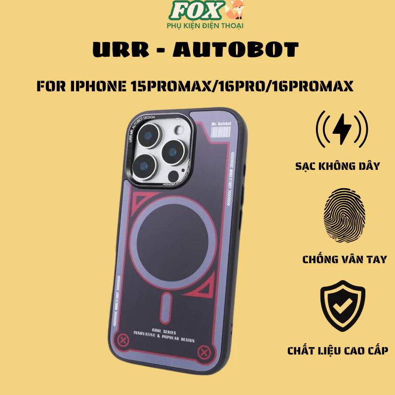 Ốp lưng URR - Autobot hỗ trợ sạc không dây lưng nhám thiết kế phối màu đỏ đen IPhone 15promax 16pro 16promax