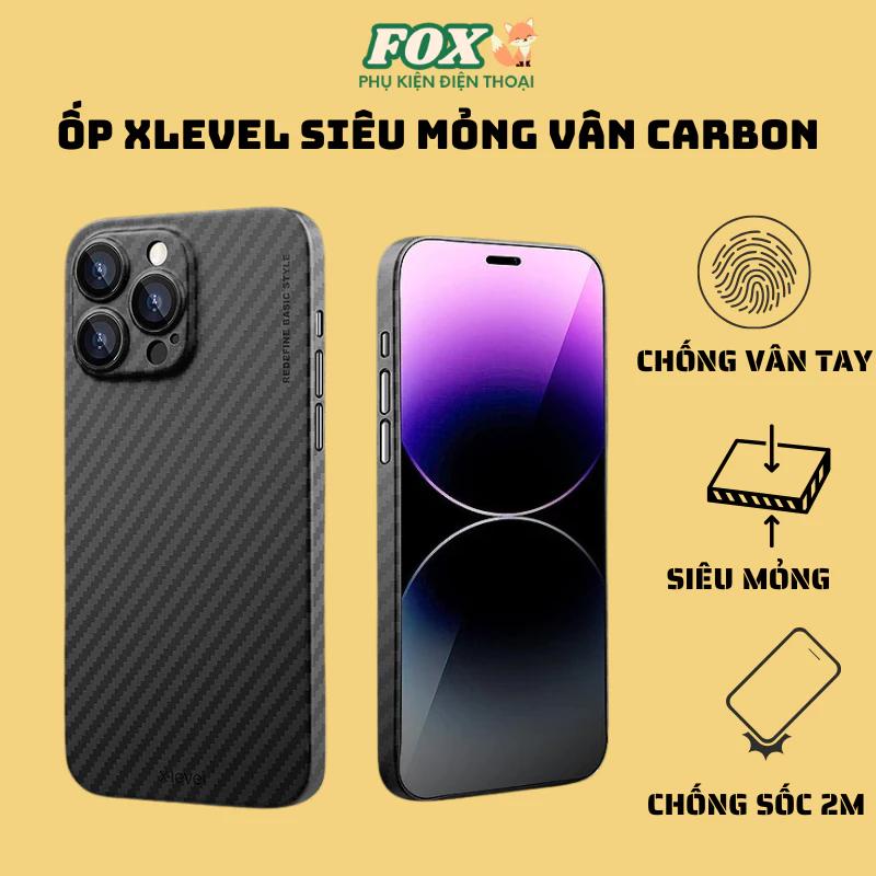 Ốp lưng X-Level siêu mỏng iPhone 16Pro/ 16ProMax/ 15Promax/ 14Promax/ 13Promax vân Carbon sang trọng