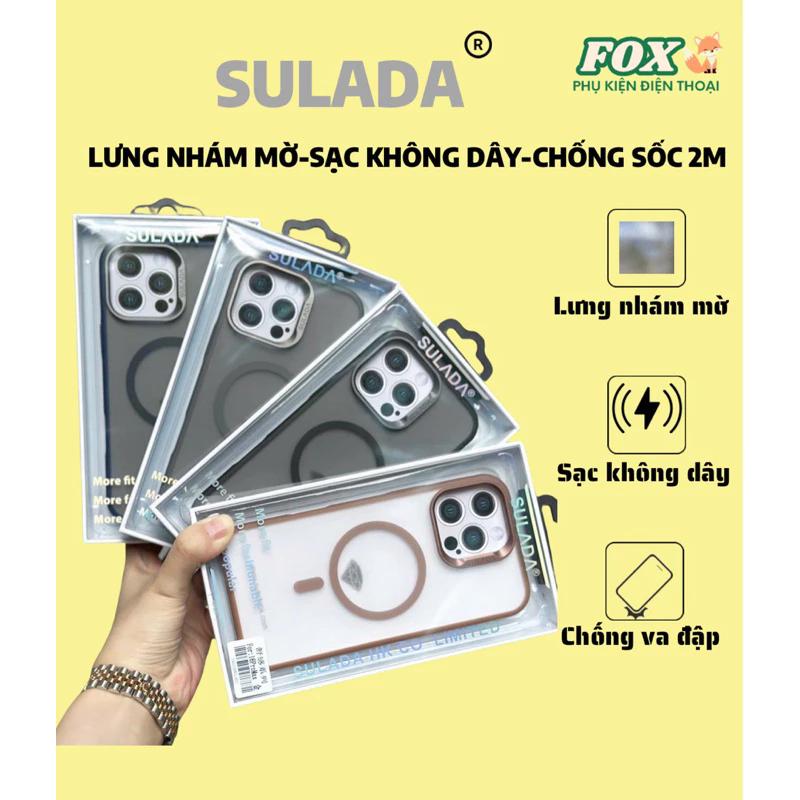 Ốp Sulada lưng nhám viền màu hỗ trợ sạc không dây dành cho IPhone 16pro 16promax 14promax 15promax