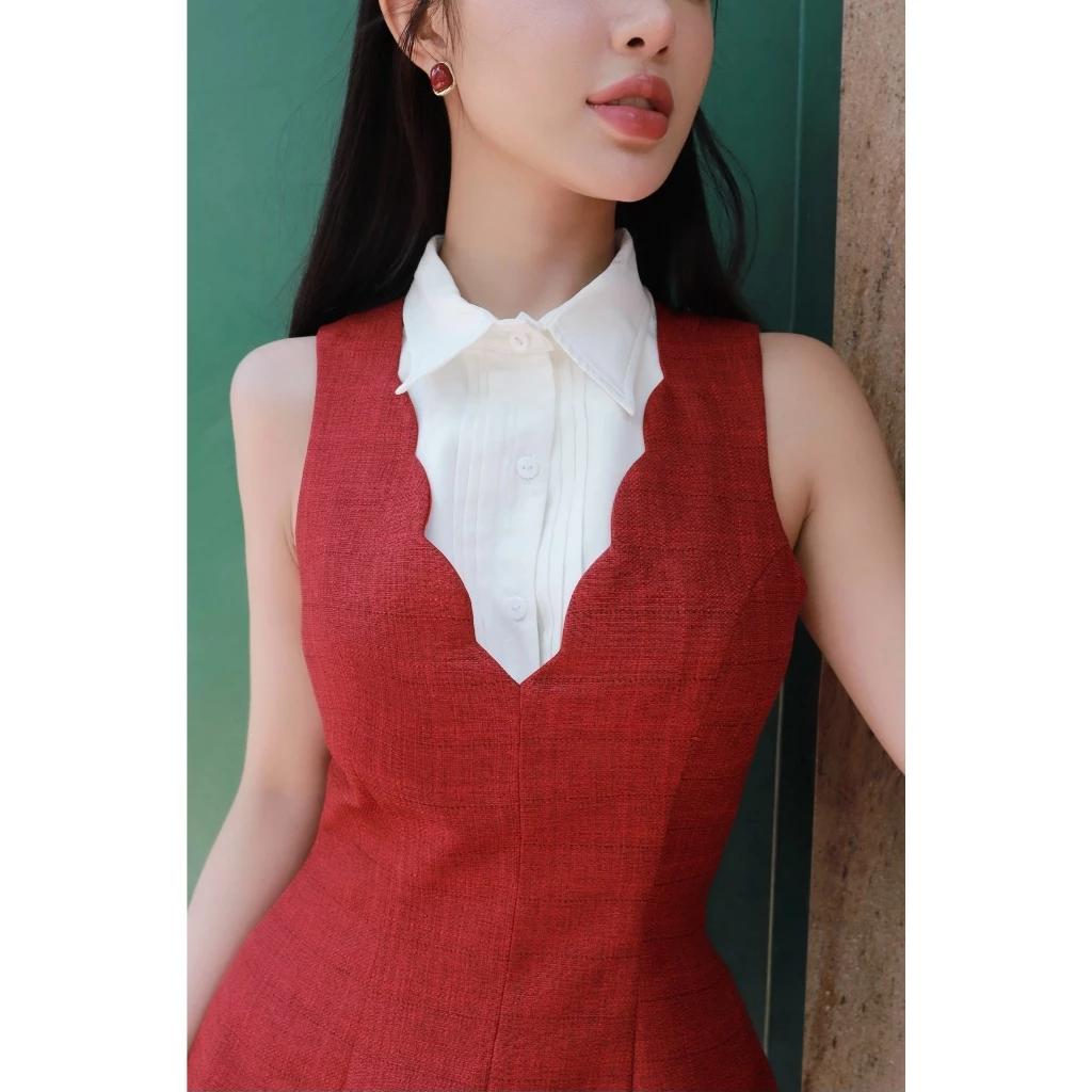 Orli Label | Chic Shirt | Áo Tweed cổ V form peplum | tặng kèm cổ sơ mi giả (không kèm chân váy)