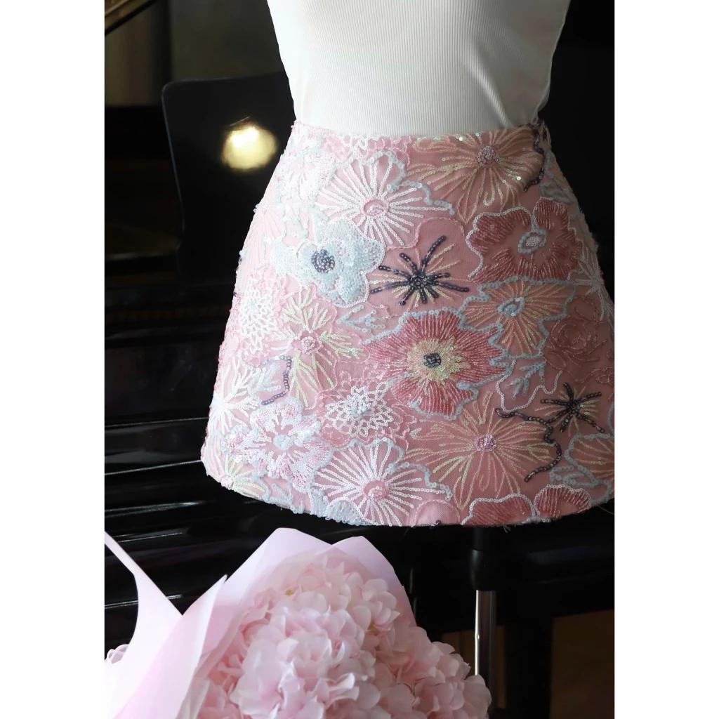 Orli Label | Floral Skirt | Chân váy ngắn kim sa | tặng kèm quần bảo hộ