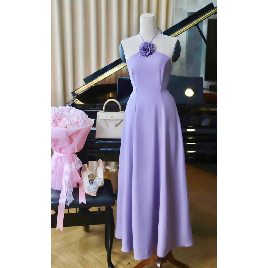 Orli label | Haze Dress | Đầm tím cổ yếm (Tặng kèm hoa cài)