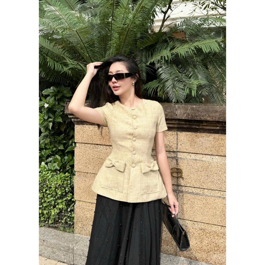 Orli Label | Rosy shirt | Áo tweed có tay nơ túi | thanh lịch