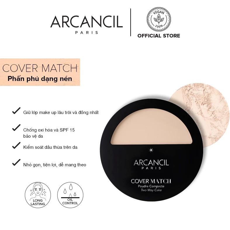 Phấn phủ dạng nén Arcancil Poudre Compacte Cover Match Matifying Compact Powder - High Coverage, Long Lasting 9gr