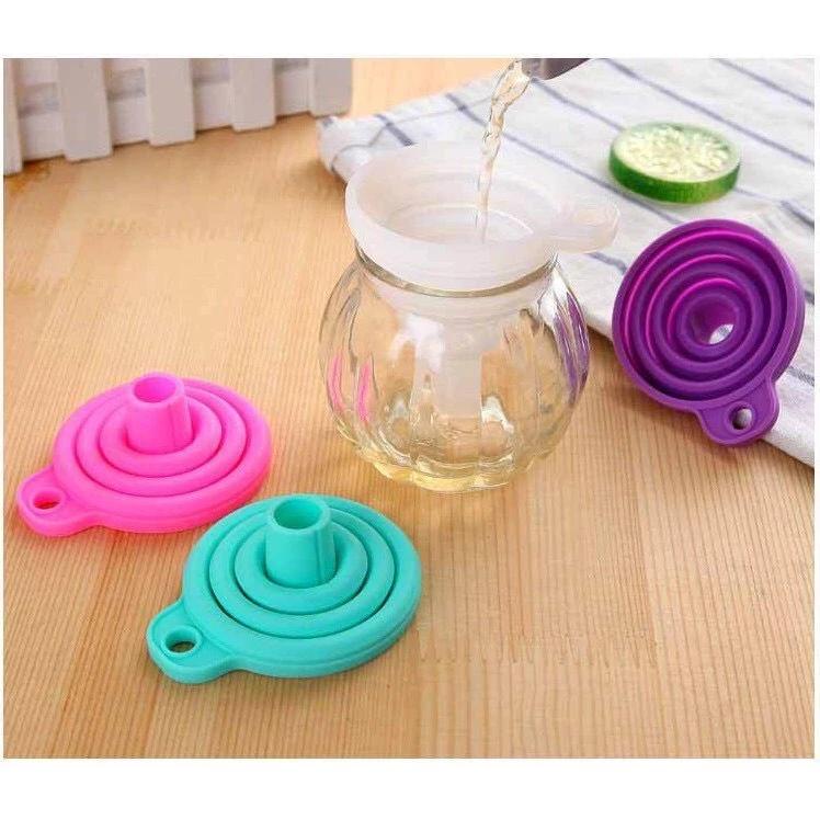 Phễu silicon có thể gấp gọn tiện dụng cho nhà bếp chịu nhiệt, phễu mini gấp gọn