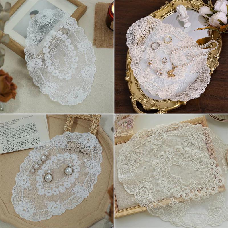Phong Cách Bắc Âu Ren Placemats Hoa Nơ Họa Tiết Cốc Đế Lót Ly Thảm Ăn Thời Trang