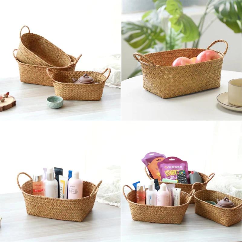 Phong cách đồng quê Giỏ thủ công Willow Mây Người tổ chức Đồ ăn nhẹ Hộp đựng đồ ăn nhẹ