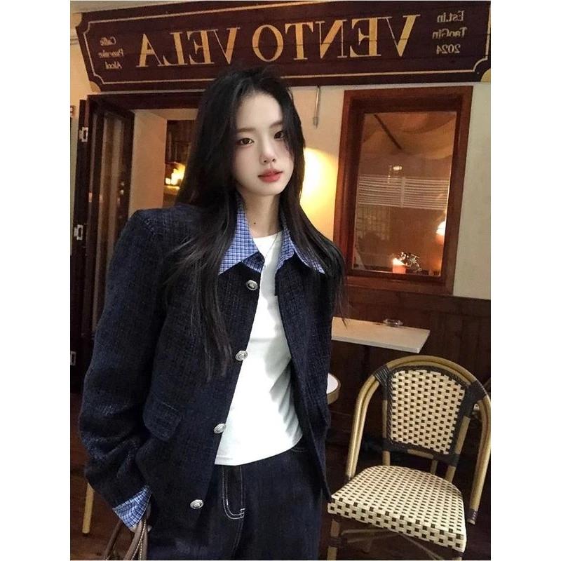 Phong Cách Hàn Quốc Nhẹ Nhàng Phong Cách Chanel Nữ Đầu Thu Phong Cách Mới Áo Khoác Hai Mảnh Giả Áo Khoác Mỏng Hơn