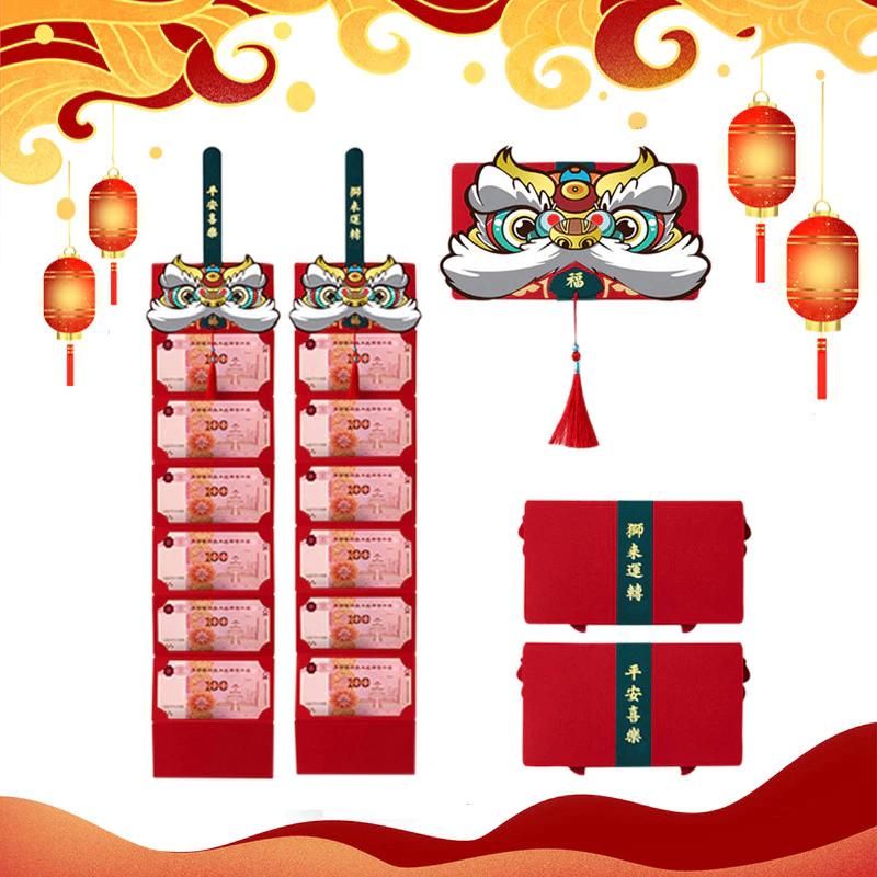 Phong cách Trung Quốc Phong bì đỏ Thẻ gấp sáng tạo có lá vàng Đồ dùng quà tặng năm mới