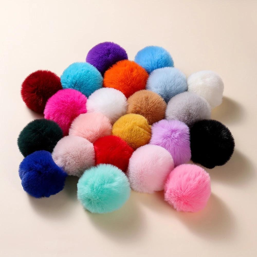 Quả Cầu Bông Lông Xù Mềm Mại Gắn Móc Khóa/Keychains Trang Trí Quần Áo, Mũ, Khăn Choàng DIY