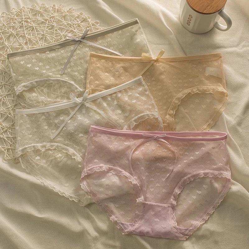 Quần Lót cotton Phối Ren Trong Suốt Lưng Vừa Quyến Rũ Cho Nữ