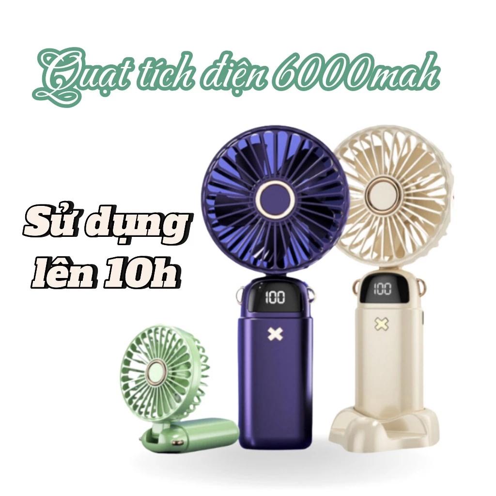 Quạt cầm tay tích điện dung lượng pin khủng 6000mah cao nhất trên thị trường DS-18, quạt mini 5 tốc độ gió linh hoạt