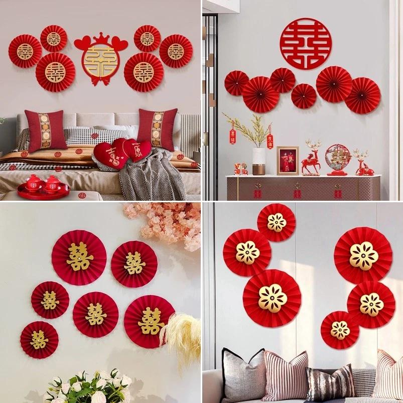 Quạt giấy cưới Trang trí quạt giấy thủ công đẹp để thiết lập cảnh đám cưới