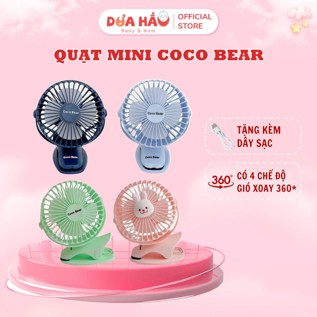 Quạt Kẹp Bàn Mini Coco Bear Tích Điện Dung Lượng 4.000 Map, 4 Chế Độ Gió