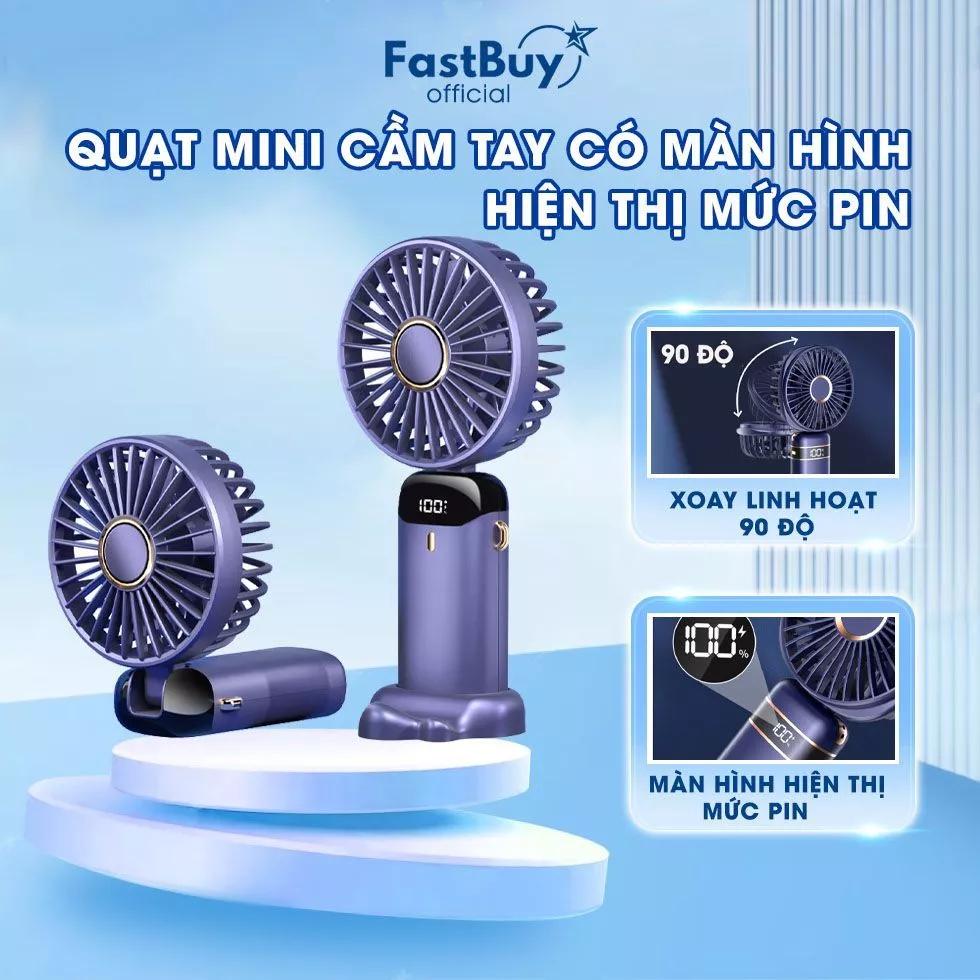 Quạt Mini Cầm Tay Tích Điện Màn hình LED , 5 Tốc Độ Gió Dung Lượng Pin Khủng 10000mAh