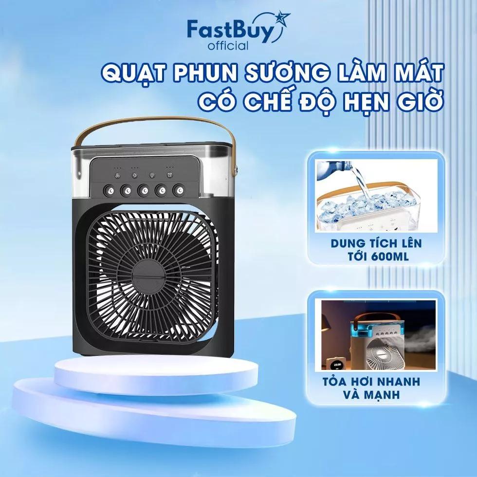 Quạt Phun Sương Mini Tích Hợp Đèn Led Thông Minh, Quạt Hơi Nước Làm Mát Để Bàn 3 Chế Độ Làm Mát Và Giữ Ẩm Không Khí