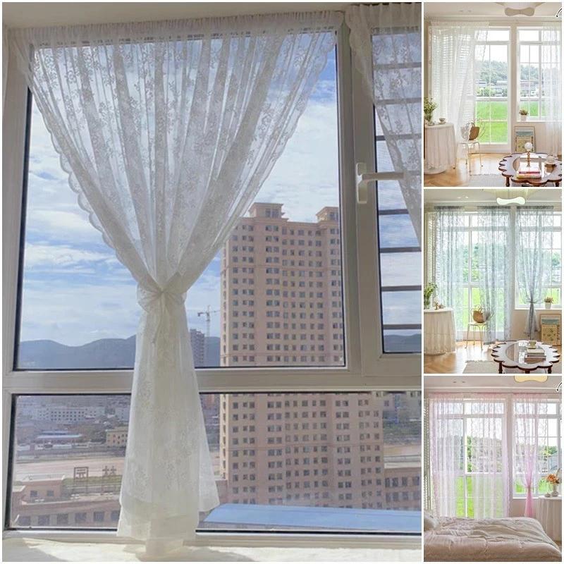 Rèm cửa sổ ren trắng Ins Door Curatin Rèm vải tuyn trắng Trang trí nội thất
