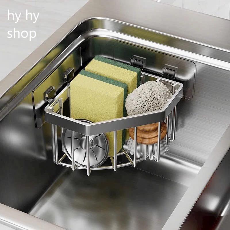 Rổ Đựng Mút Rửa Chén Hình Tam Giác Bằng Thép Không Gỉ Tiện Dụng Cho Nhà Bếp