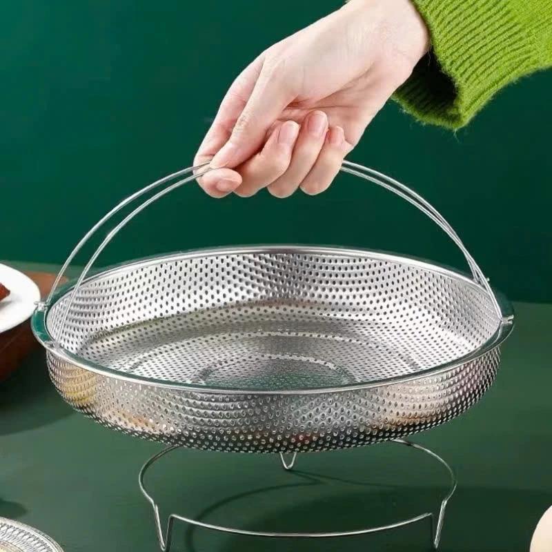 Rổ Hấp Bằng Thép Không Gỉ Đa Chức Năng Có Tay Cầm Và Đế Kê H60 Cho Nhà Bếp 20cm