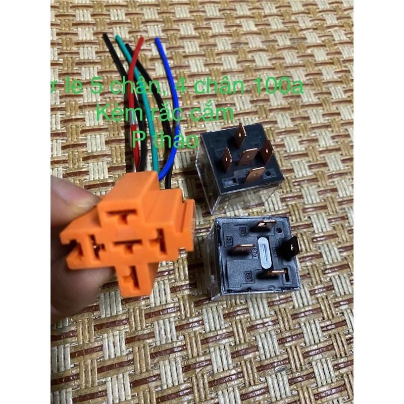 Rơ le 5 chân, 4 chân 100a vuông trong kèm rắc cắm