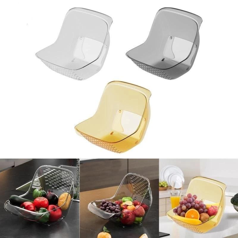 Rổ Nhựa Nghiêng Rửa Rau Củ Qủa Có Phễu Thoát Nước ĐA66 - Gáo Nhựa Trong Suốt Ráo Nước Chất Liệu Nhựa PET AN Toàn