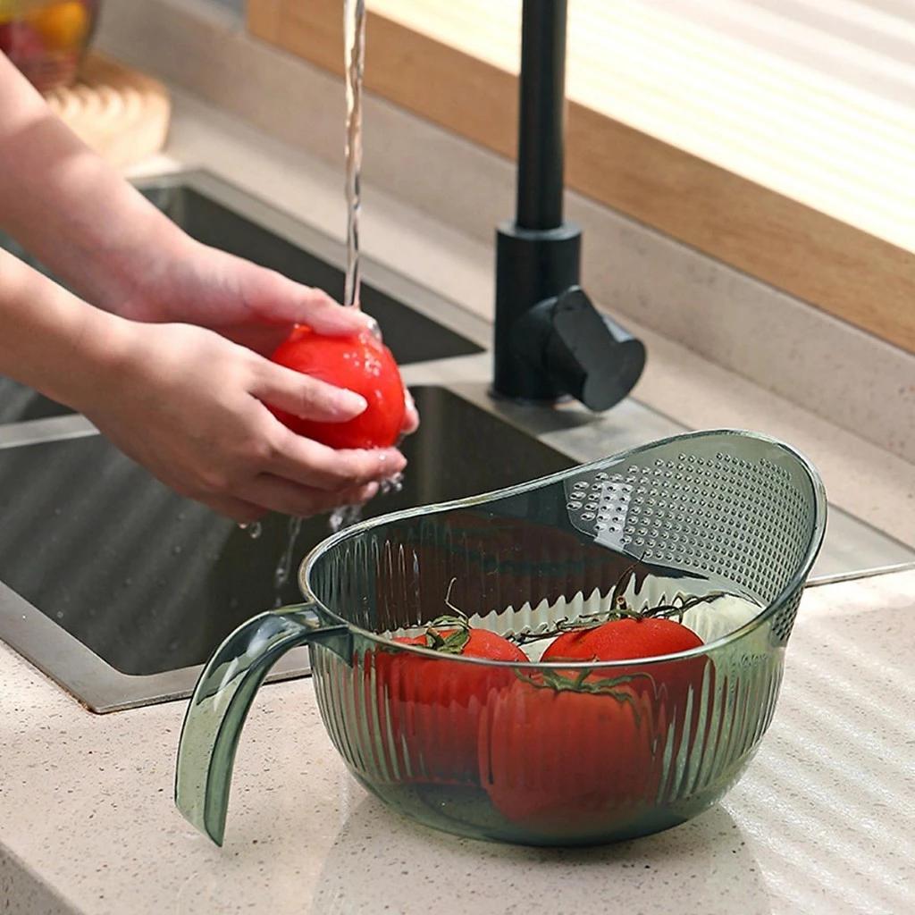 Rổ vo gạo / rửa trái cây ráo nước có tay cầm đa năng tiện lợi