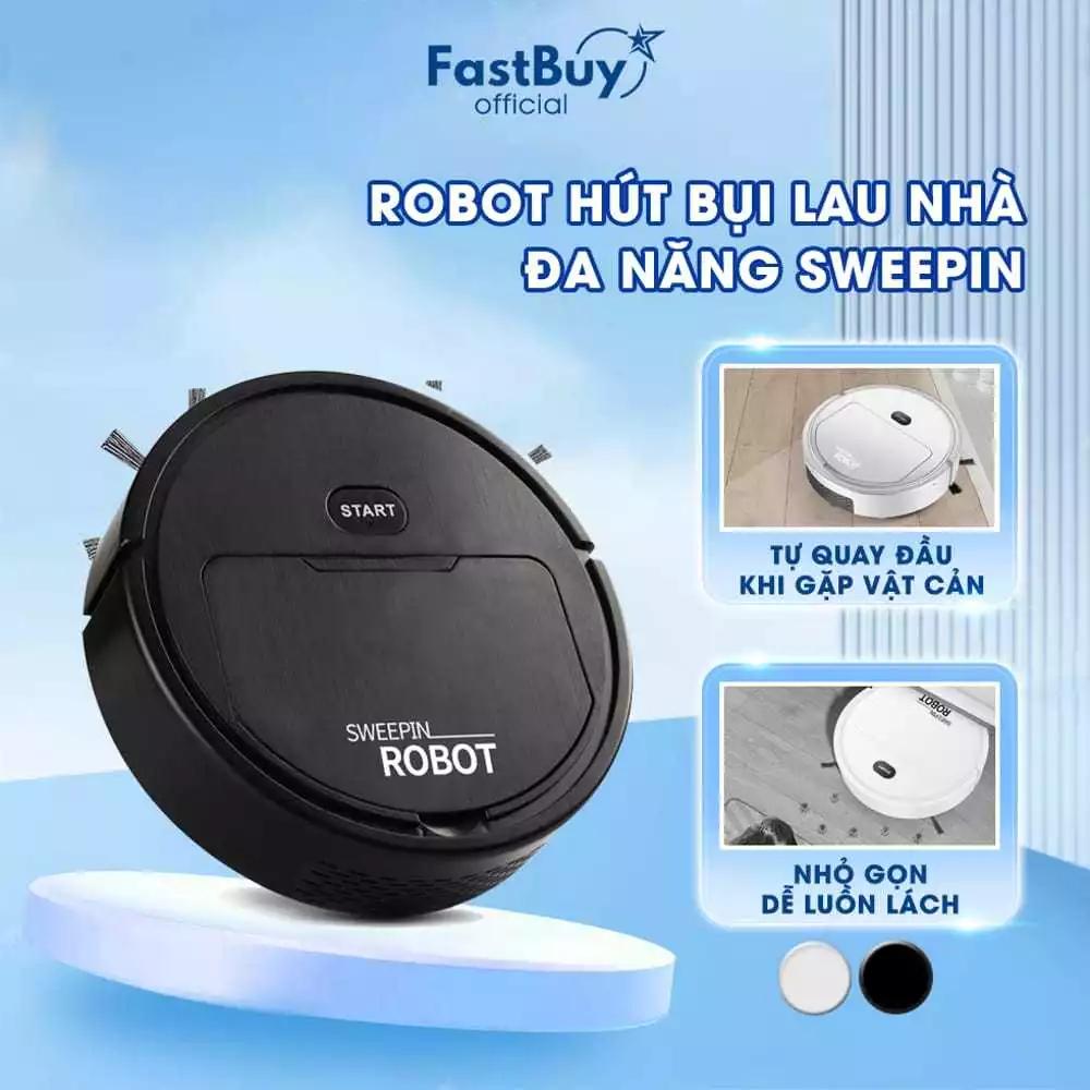 Robot Hút Bụi Lau Nhà Thông Minh SWEEPIN Đa Chức Năng, Máy Hút Bụi Gia Đình Phù hợp Cho Nhiều Loại Chất Liệu Sàn