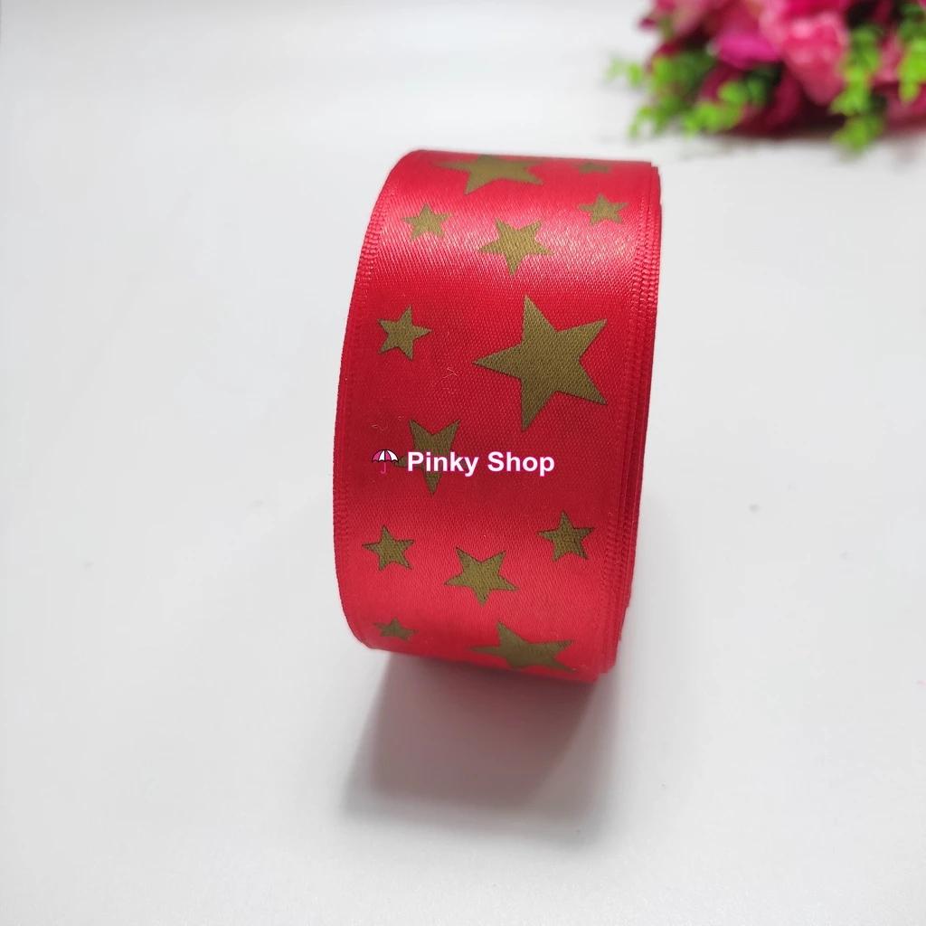 Ruy băng họa tiết lụa vải satin trái tim bản 4cm cuộn 1m giá rẻ làm nơ, cột tóc,hoa vải, phụ kiện handmade Pinky Shop