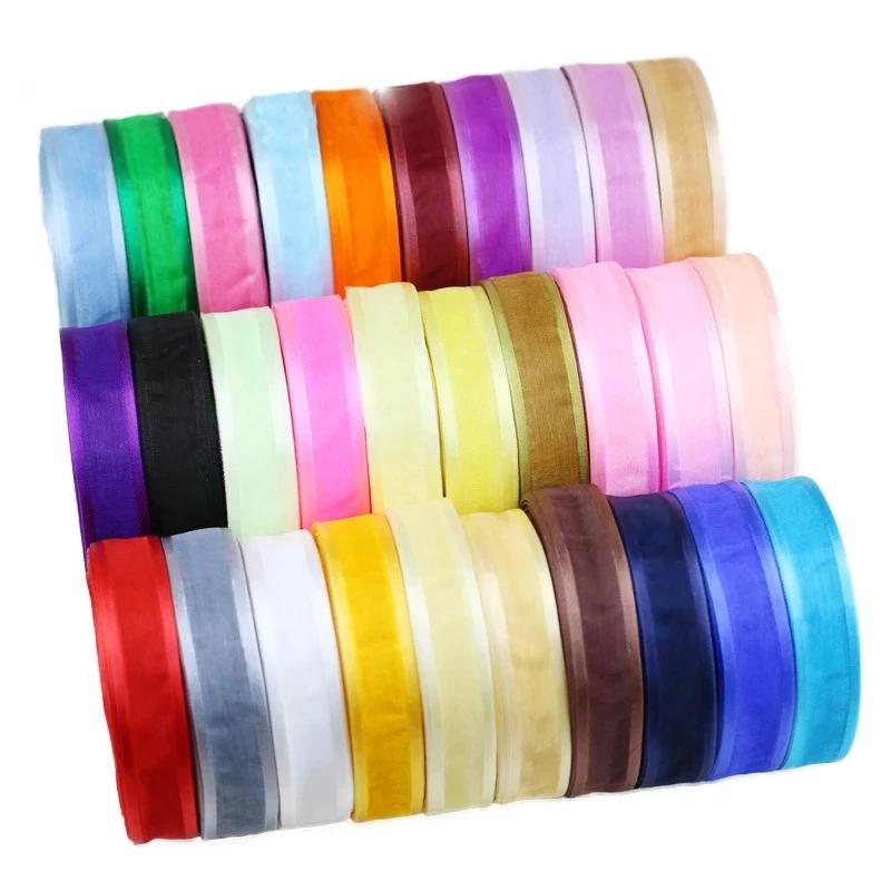 Ruy băng voan lưới có viền 2.5cm cuộn 20m giá rẻ nhiều màu làm hoa, làm nơ, phụ kiện tóc handmade Pinky Shop