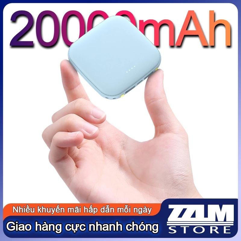 Sạc Dự Phòng chất lượng cao, Sạc dự phòng 20000mAh mini cầm tay cao cấp tích hợp 4 đầu sạc kiêm đèn pin chiếu sáng