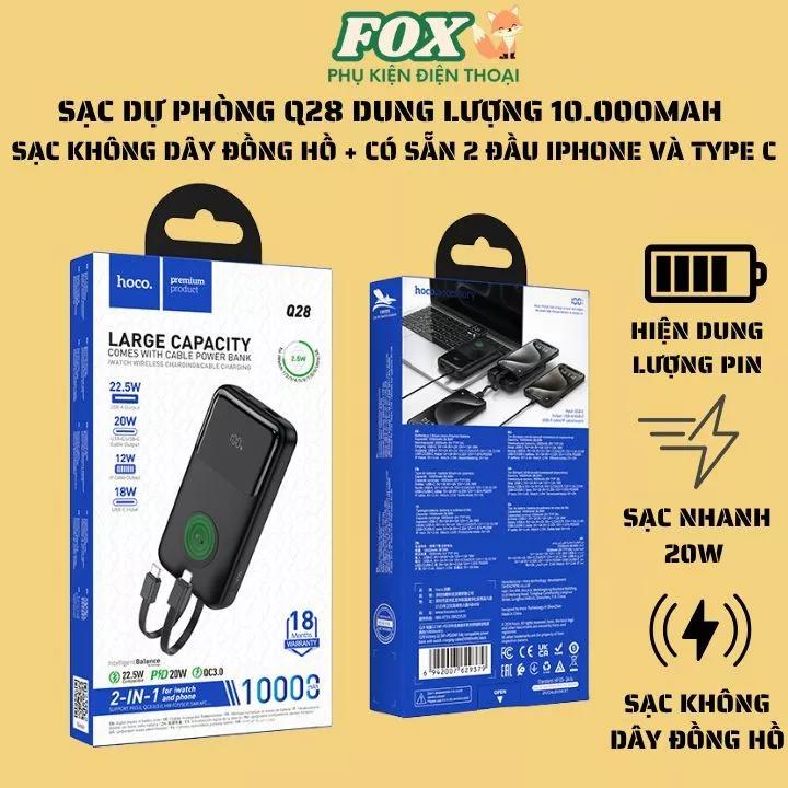 Sạc dự phòng Hoco Q28 Victory 22.5W+PD20W power kèm cáp sạc đồng hồ (10000mAh) sạc nhiều thiết bị