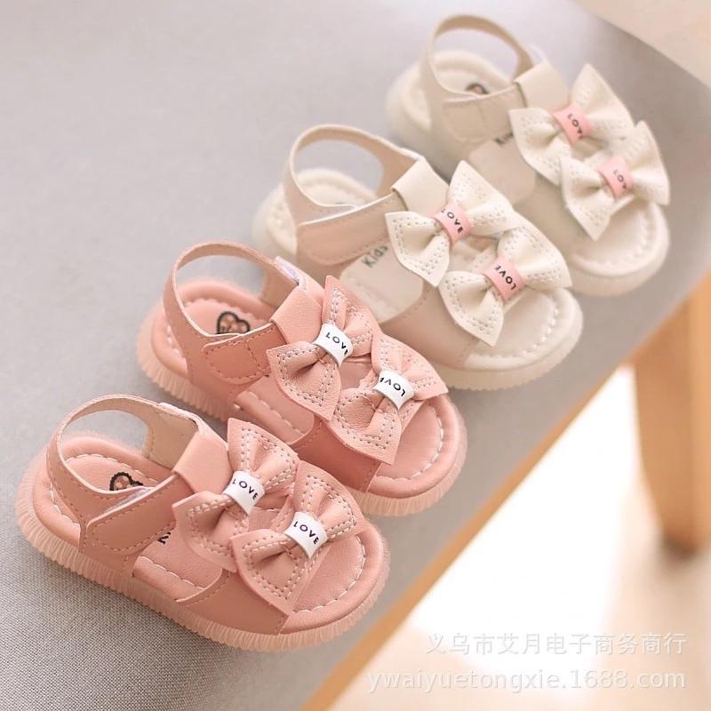 Sandal đính nơ cho bé gái siêu mềm nhẹ sz 16-20