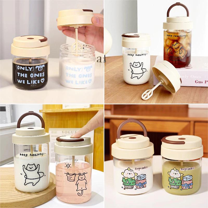 Sáng Tạo Lắc Cốc Thủy Tinh Cà Phê Sữa Bột Trộn Cốc Nước Di Động