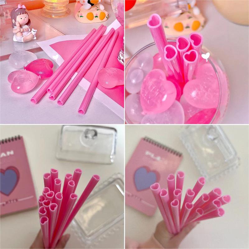 Sáng tạo Ống hút hình tình yêu Màu trơn hơn Ống hút đồ uống có thể tái sử dụng Ống hút cà phê