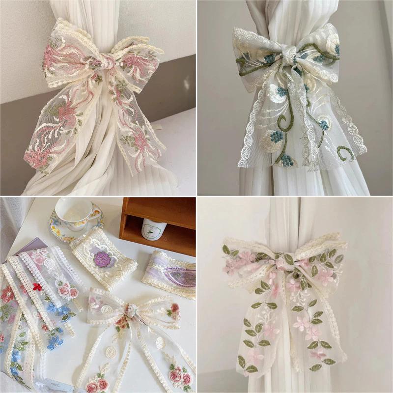 Sáng Tạo Thêu Rèm Thắt Lưng Lily Hoa Ren Dây Đeo Rèm Thời Trang Nơ Ruy Băng