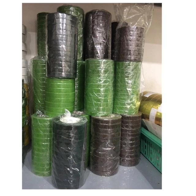 Sáp quấn hoa giá rẻ, băng keo sáp quấn cành, thân, lá màu xanh lá cây, nâu, nguyên liệu làm handmade [1 lố 12 cuộn]