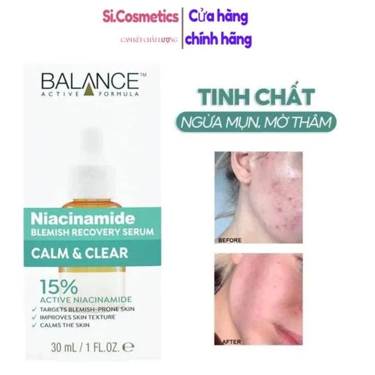 Serum Ngừa Mụn Mờ Thâm Balance Active Formula Niacinamide 15% Blemish Recovery 30ml