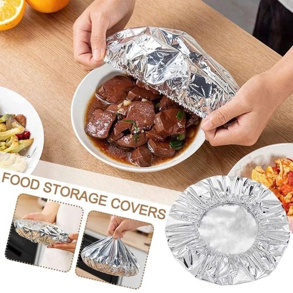 Set 10 Cái Nắp Bát Nhôm Cấp Thực Phẩm Cách Nhiệt Thực Phẩm 20cm, Nắp đậy thức ăn tủ Lạnh Có Thể Tái Sử Dụng