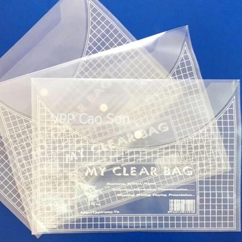 Set 10 Túi Clearbag khổ A mỏng - Túi đựng hồ sơ có cúc - Túi khuy - Bìa nút Khổ A4