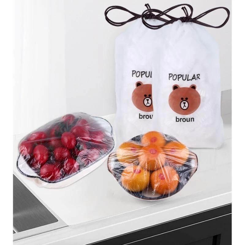 Set 100 túi bọc THỰC PHẨM CÓ CHUN CO DÃN size 25cm đa năng