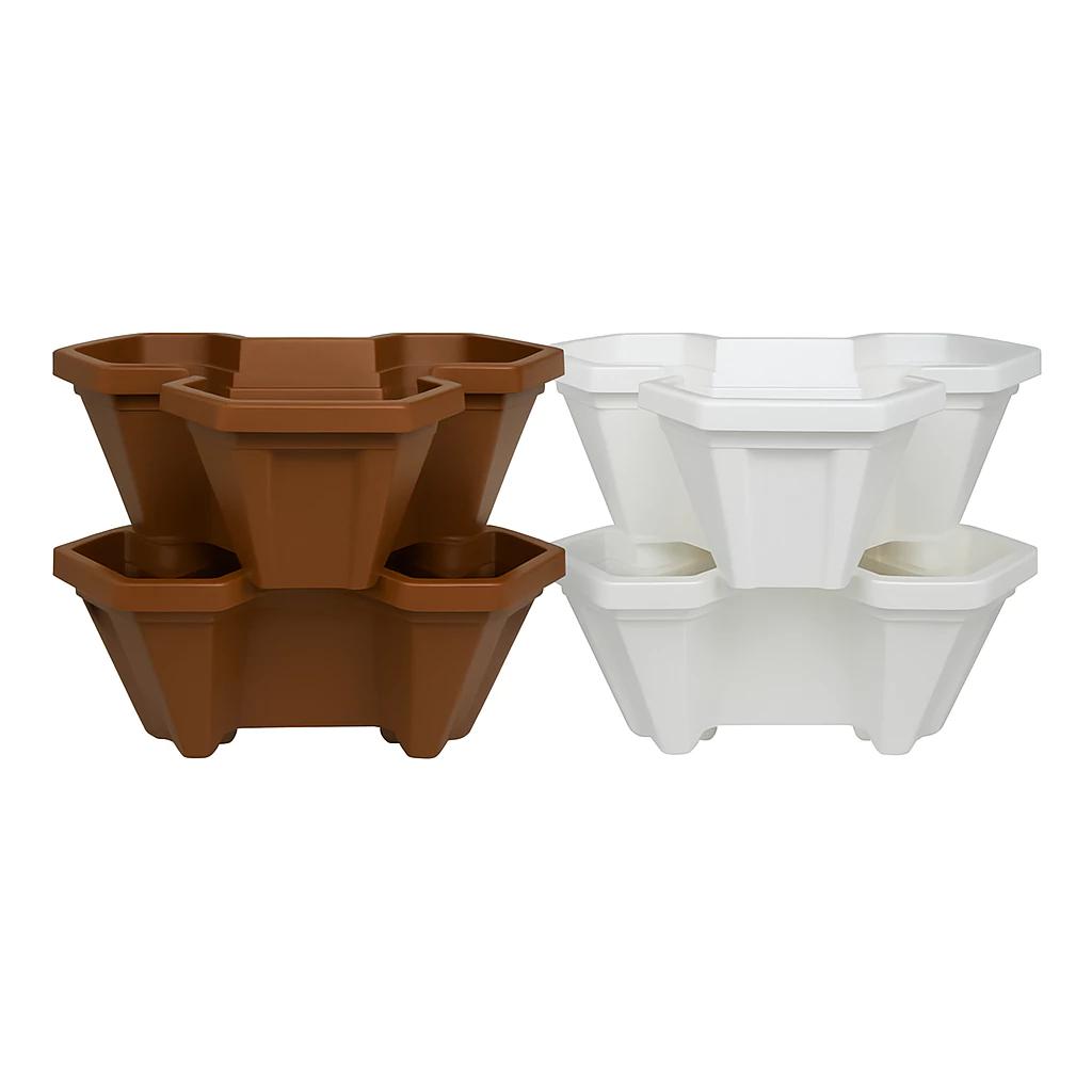 Set 2 Chậu nhựa trồng cây xếp tầng, trồng hoa tiết kiệm diện tích- Chậu hoa tam giác trồng rau cải tại nhà 2232 mới
