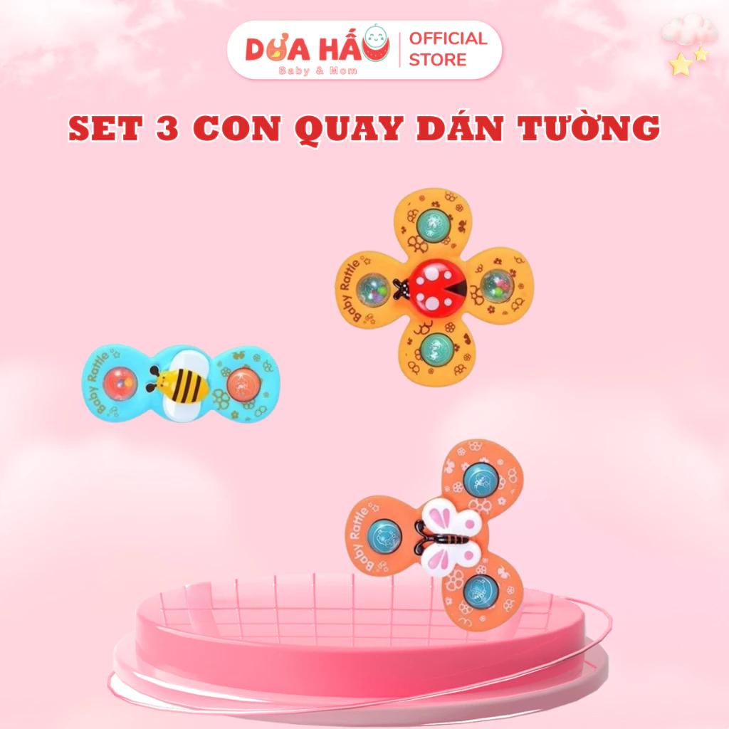 Sét 3 Con Quay Dán Tường Hít Chân Không - Bộ 3 Chong Chóng Spinner Hình Côn Trùng Ngộ Nghĩnh Cho Bé Đồ Chơi