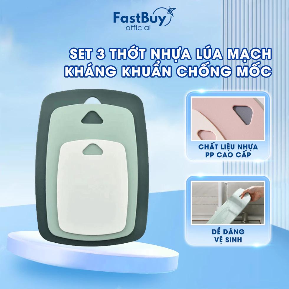 Set 3 Thớt Lúa Mạch Kháng Khuẩn Cao Cấp, Chống Ẩm Mốc, Trơn Trượt Siêu Xinh