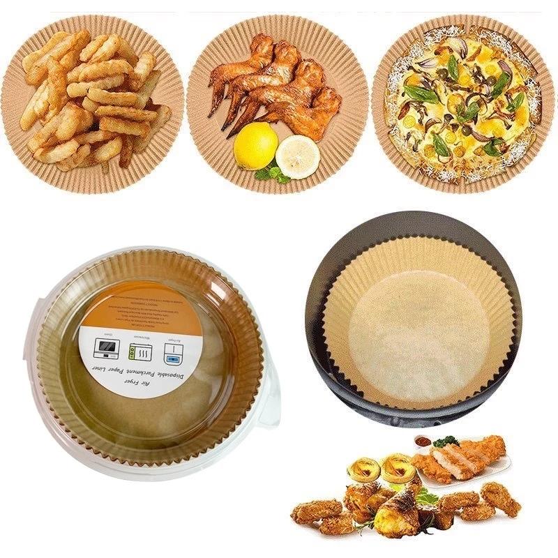 Set 50 tờ giấy nến vàng cắt sẵn hình tròn khuôn bánh dùng để lót thực phẩm, giấy nến lót nồi chiên không dầu hâm thức ăn