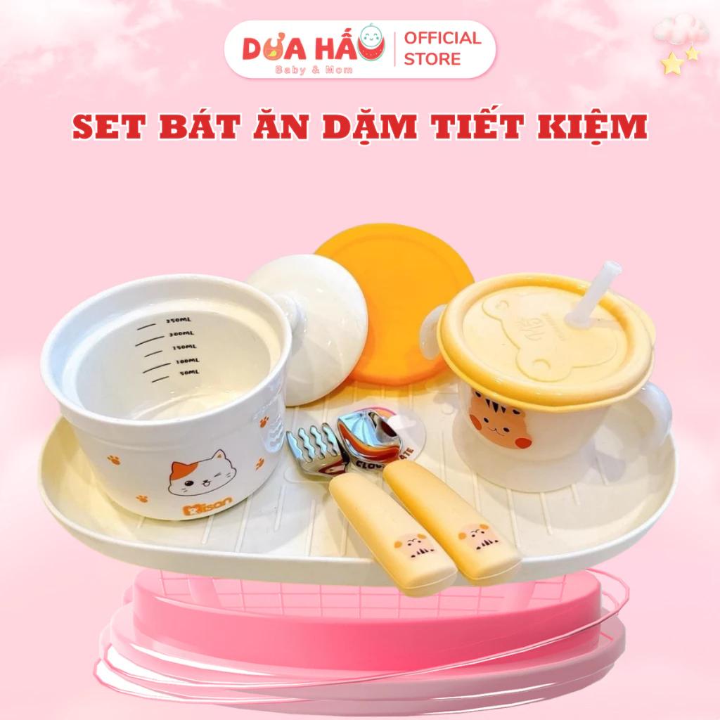 Sét Bát Ăn Dặm Tiết Kiệm, Đơn Giản, Sét Chén Thìa Bát, Cốc An Toàn, Tiện Lợi Cho Bé Shop DuaHau Baby & Mom Kem