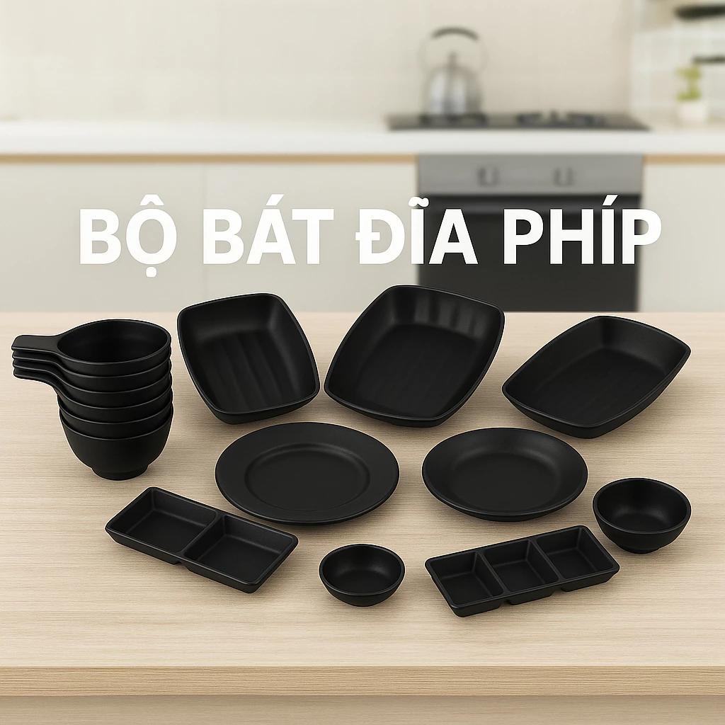 Set Bát, đĩa, tô, chén dĩa chất liệu nhựa Việt Nhật, âu phíp dùng trong nhà hàng, khách sạn, quán ăn tiện lợi