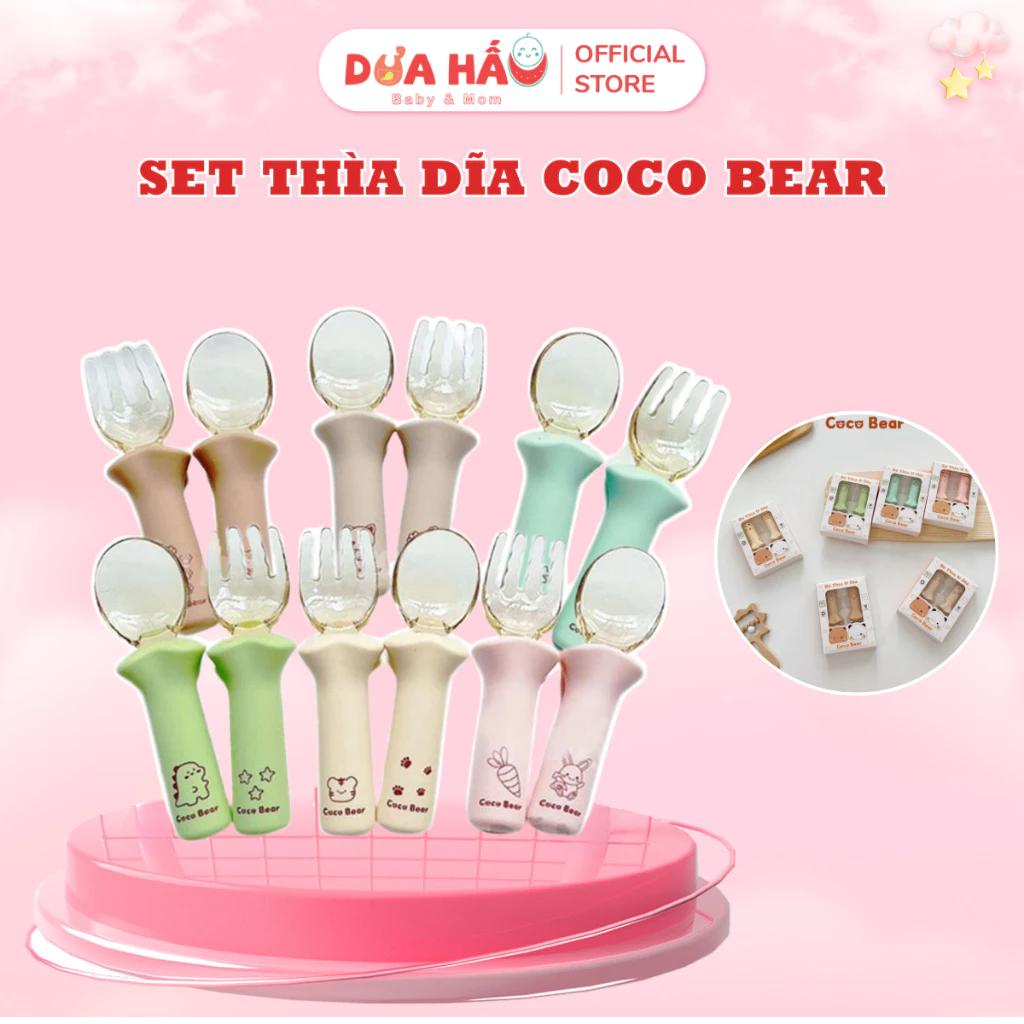 Set Thìa Dĩa CoCoBear Cho Bé Tập Ăn Dặm Họa Tiết Dễ Thương DuaHauBaBy&Mom