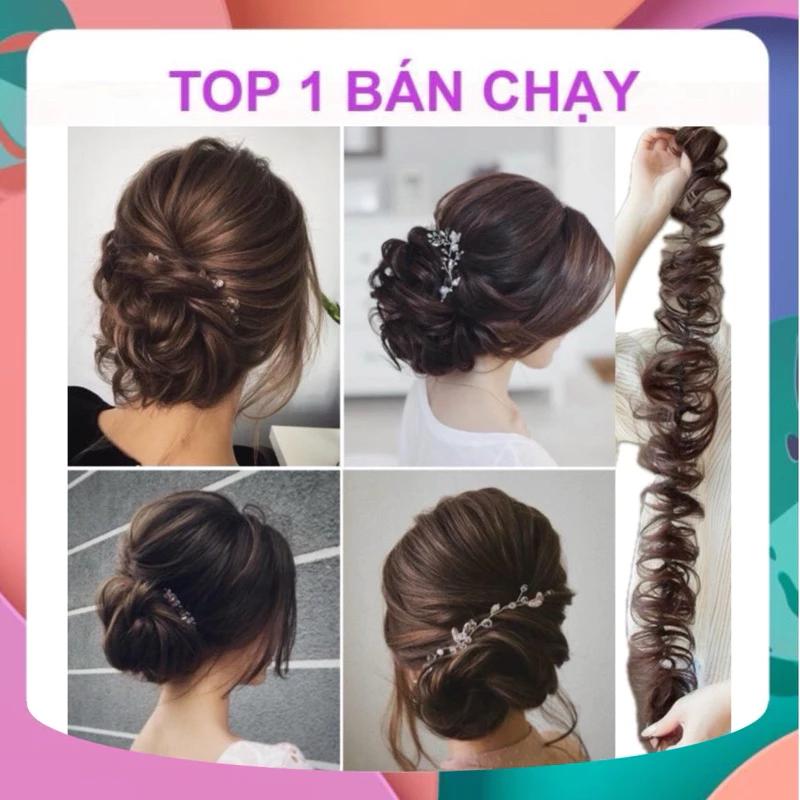 [SHOP TOP 1] TÓC GIẢ DẢI TẠO KIỂU TÓC CÔ DÂU BÚI XOĂN LƠI